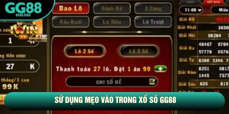 Sử dụng mẹo vào trong xổ số GG88